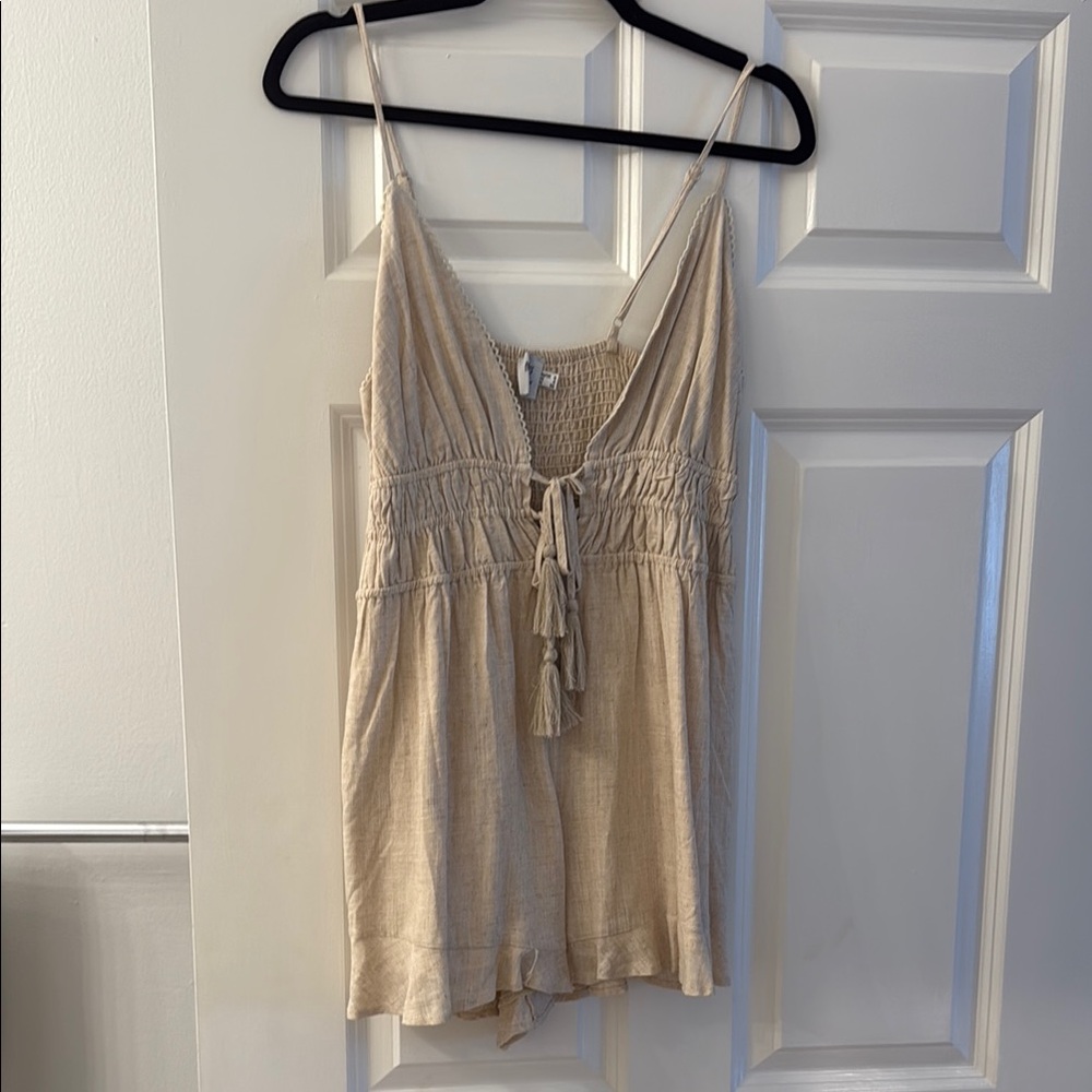 Beige linen romper